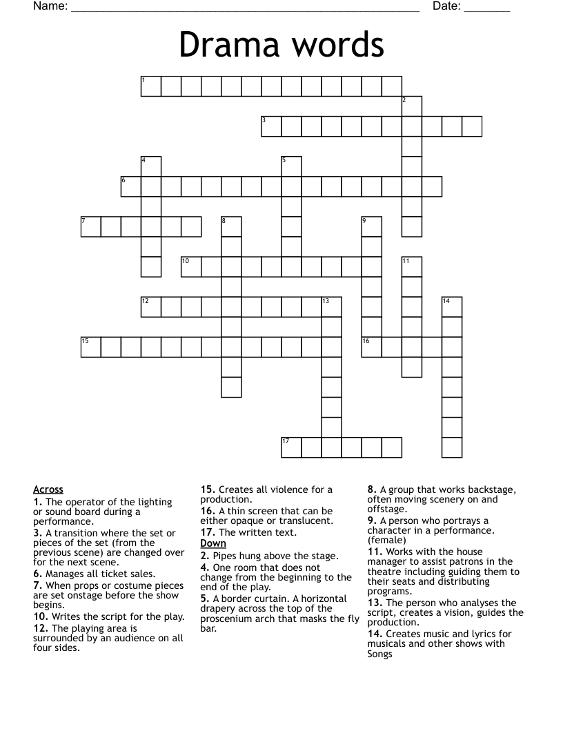 Drama words Crossword