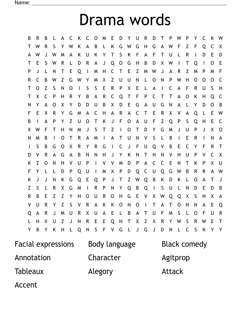 Drama words  Word Search