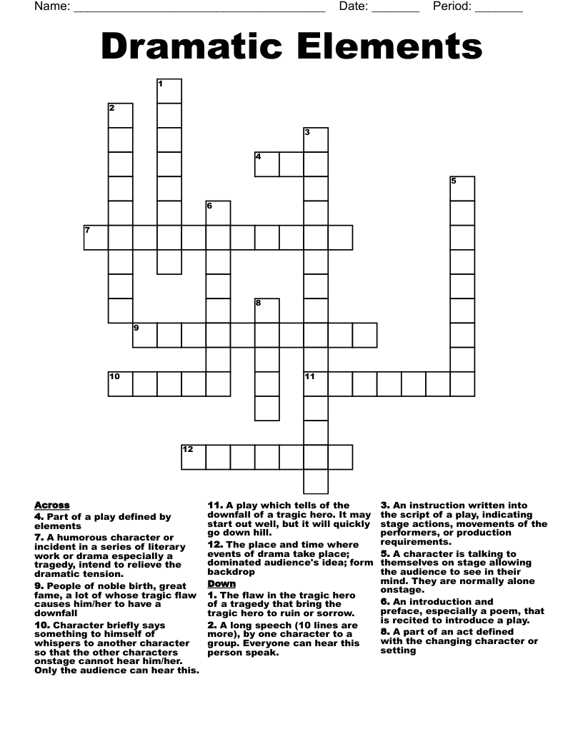 Dramatic Elements Crossword