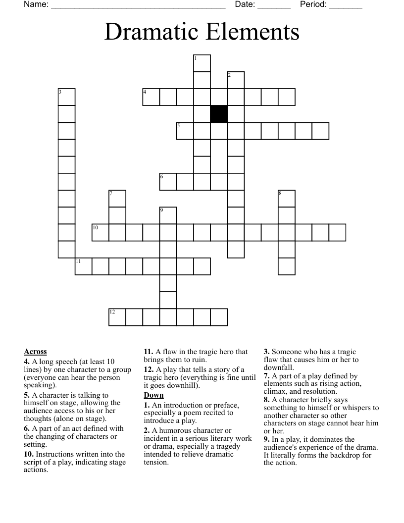 Dramatic Elements Crossword
