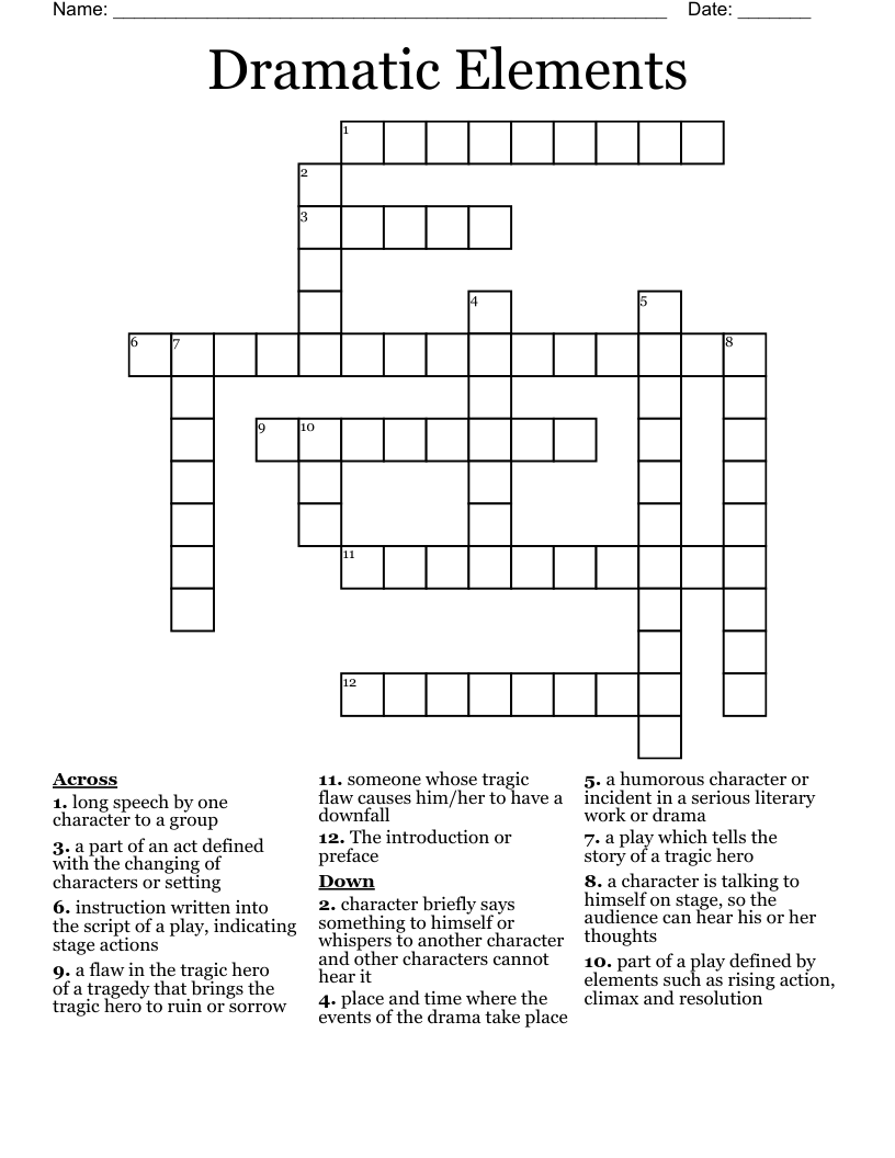 Dramatic Elements Crossword