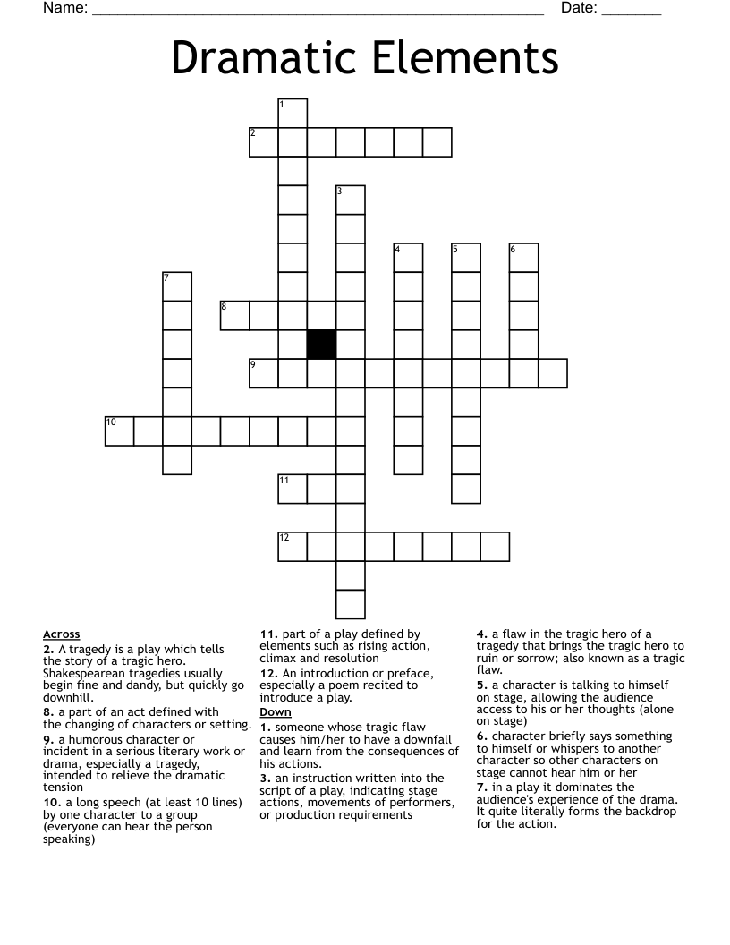 Dramatic Elements Crossword