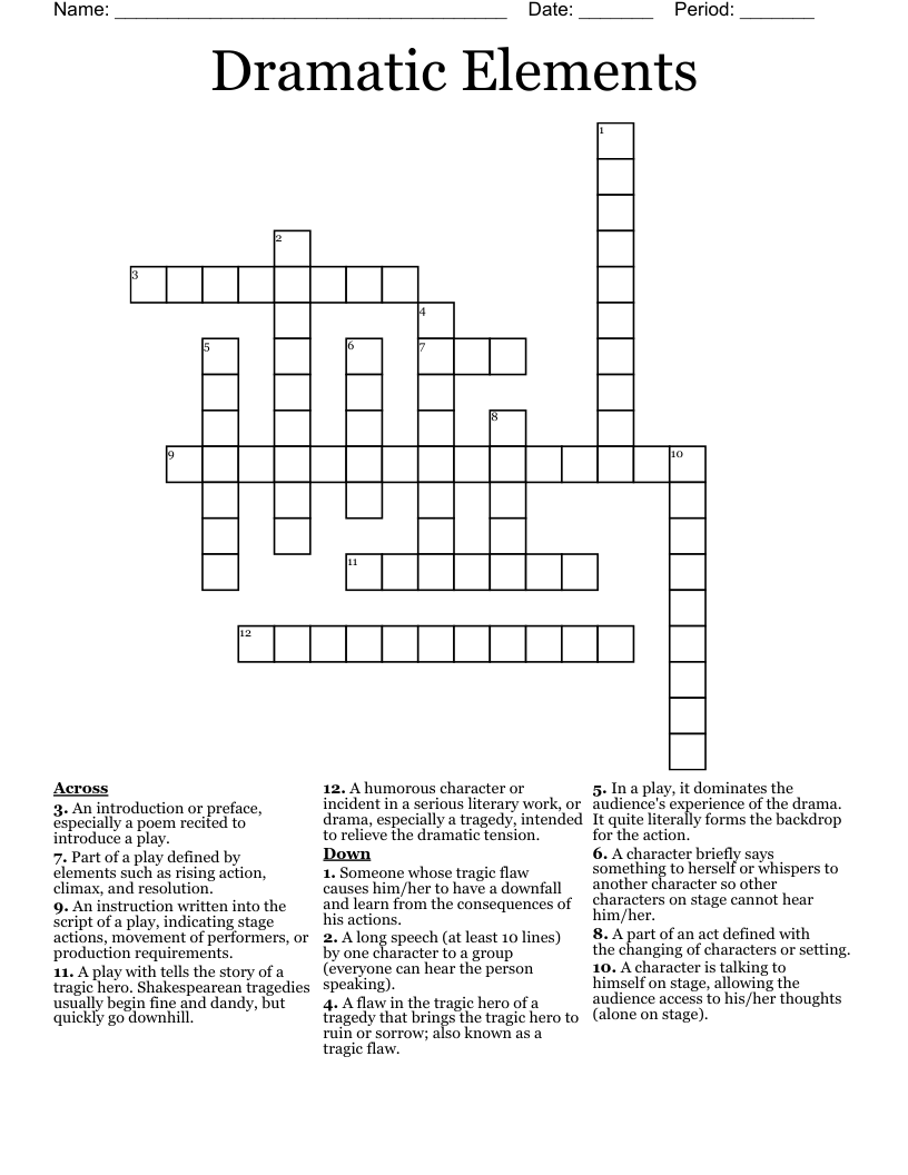 Dramatic Elements Crossword