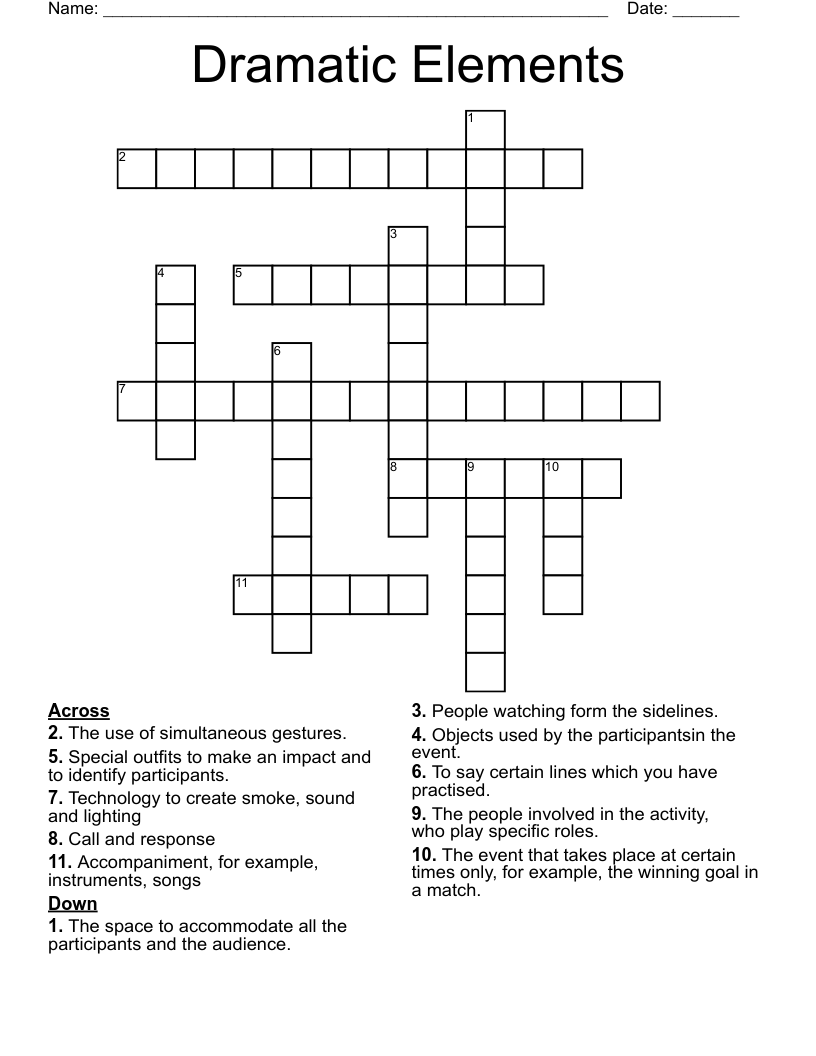 Dramatic Elements Crossword