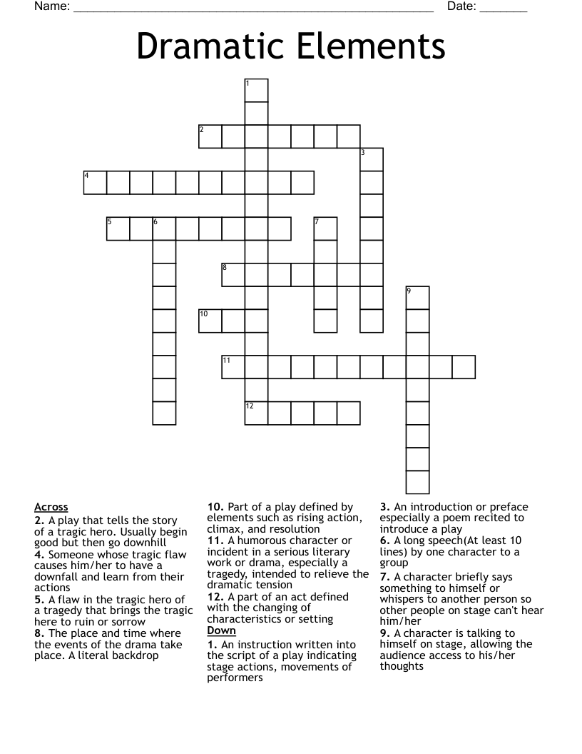 Dramatic Elements Crossword