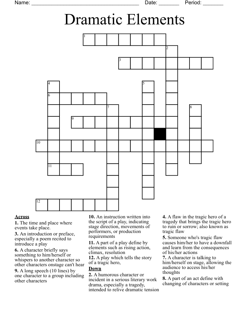 Dramatic Elements Crossword