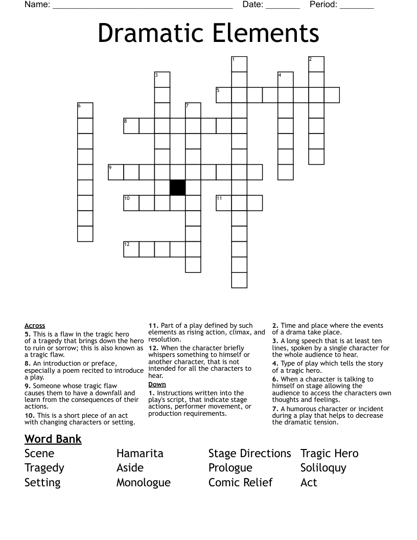 Dramatic Elements Crossword