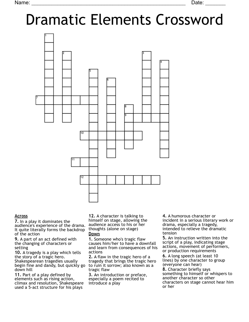 Dramatic Elements Crossword