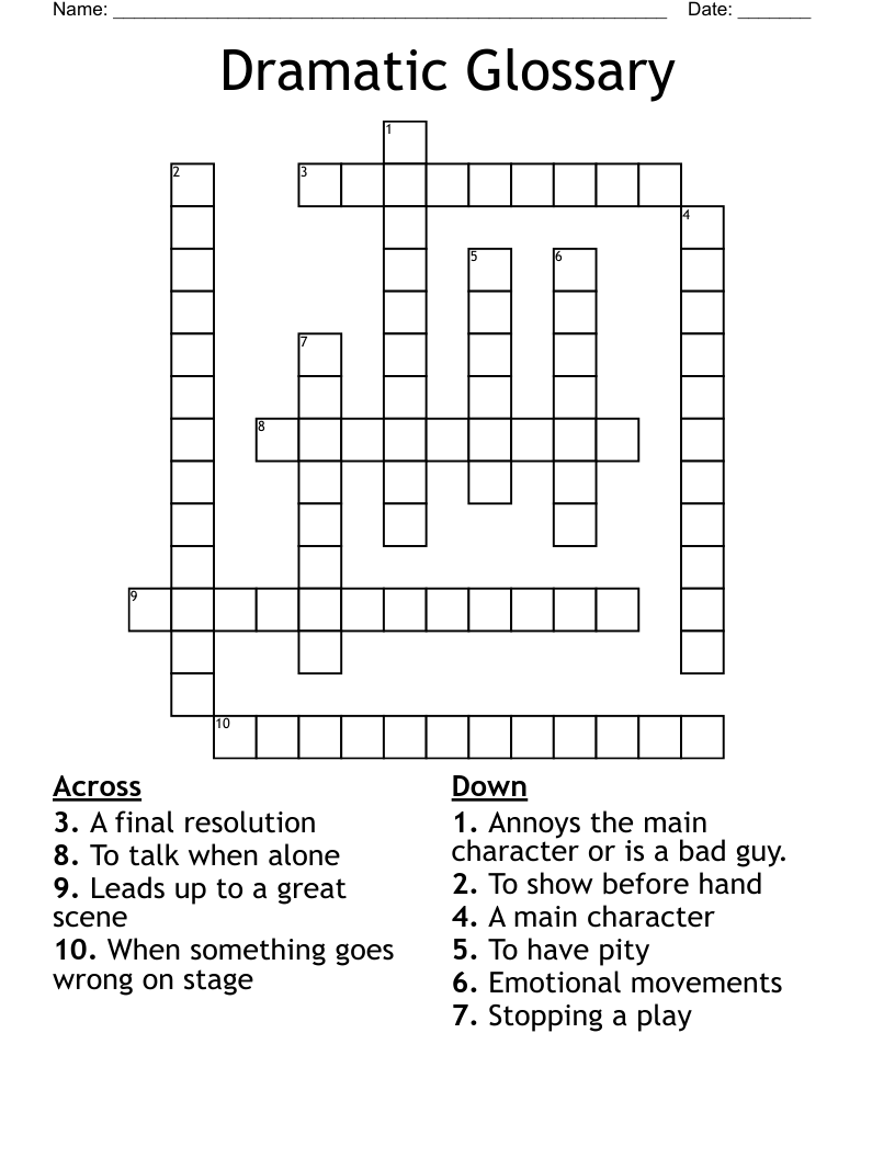 Dramatic Glossary Crossword