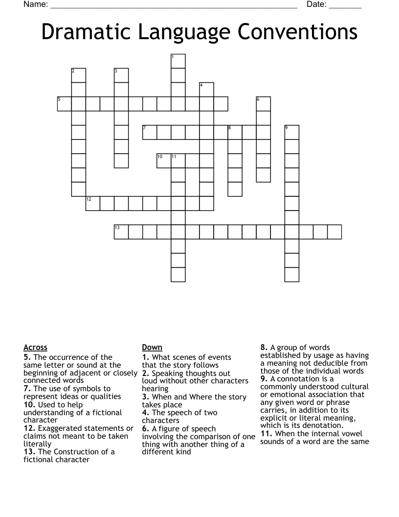 Dramatic Language Conventions Crossword