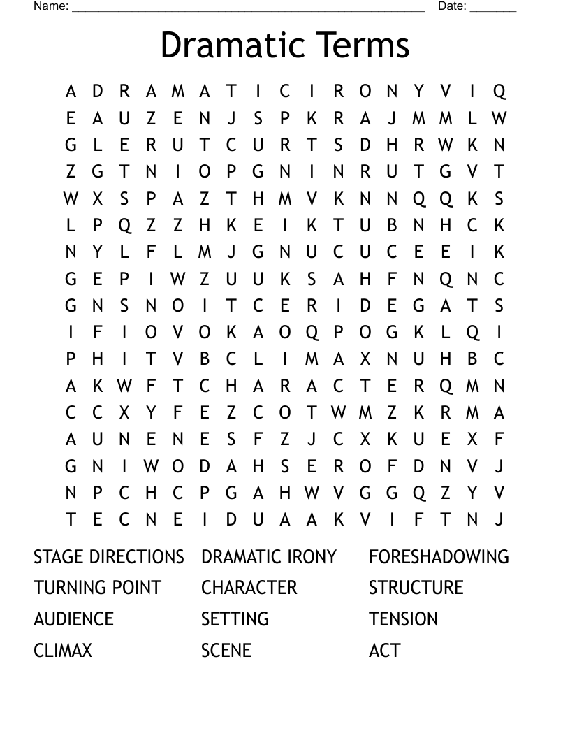 Dramatic Terms Word Search