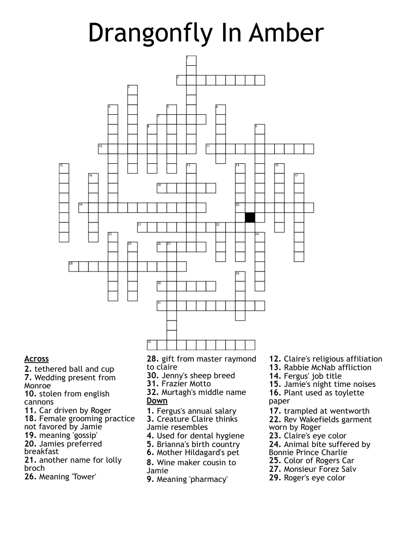 Drangonfly In Amber Crossword