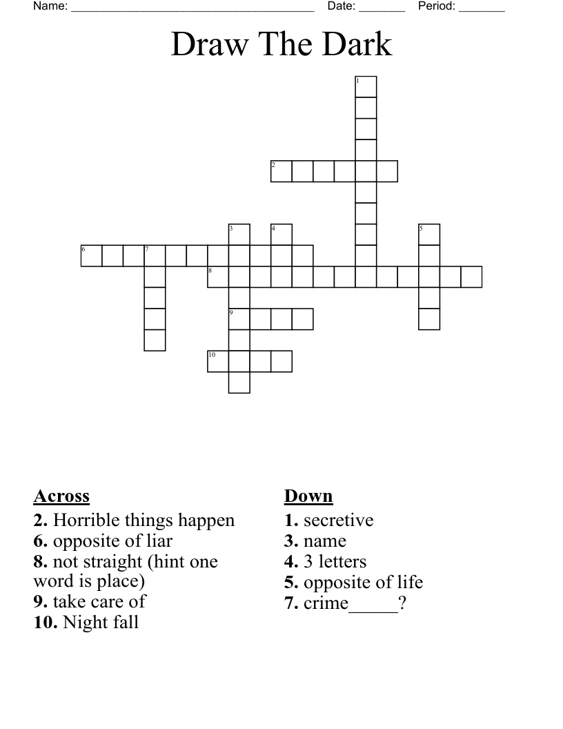 Draw The Dark Crossword