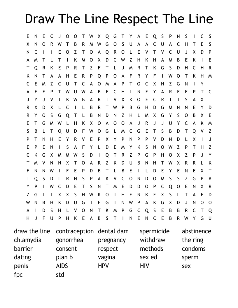 Draw The Line Respect The Line Word Search