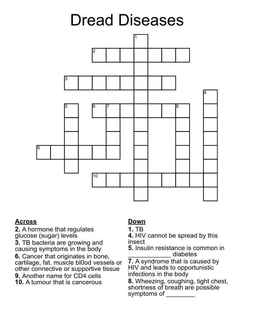Dread Diseases Crossword