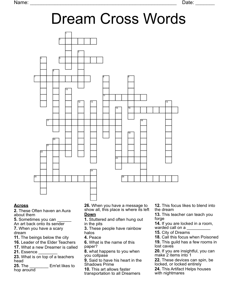 Dream Cross Words