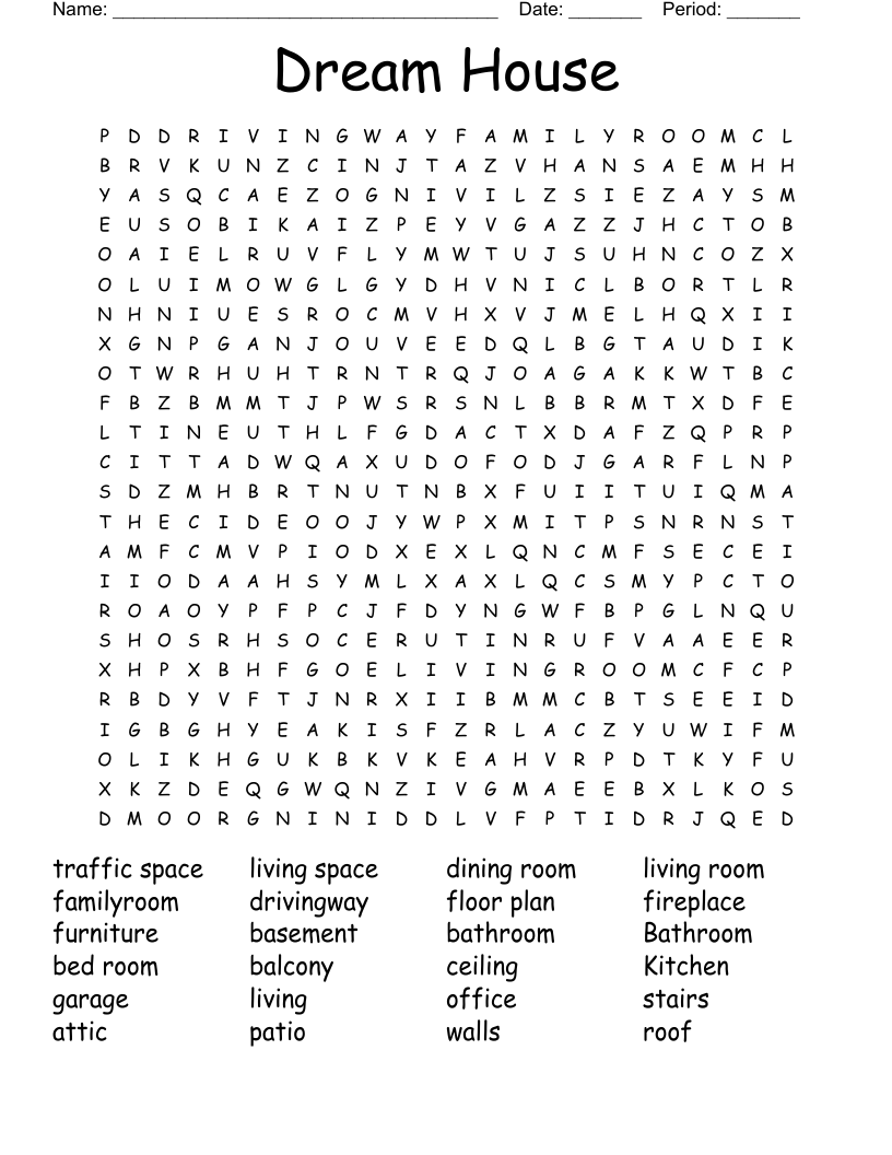 Dream House  Word Search