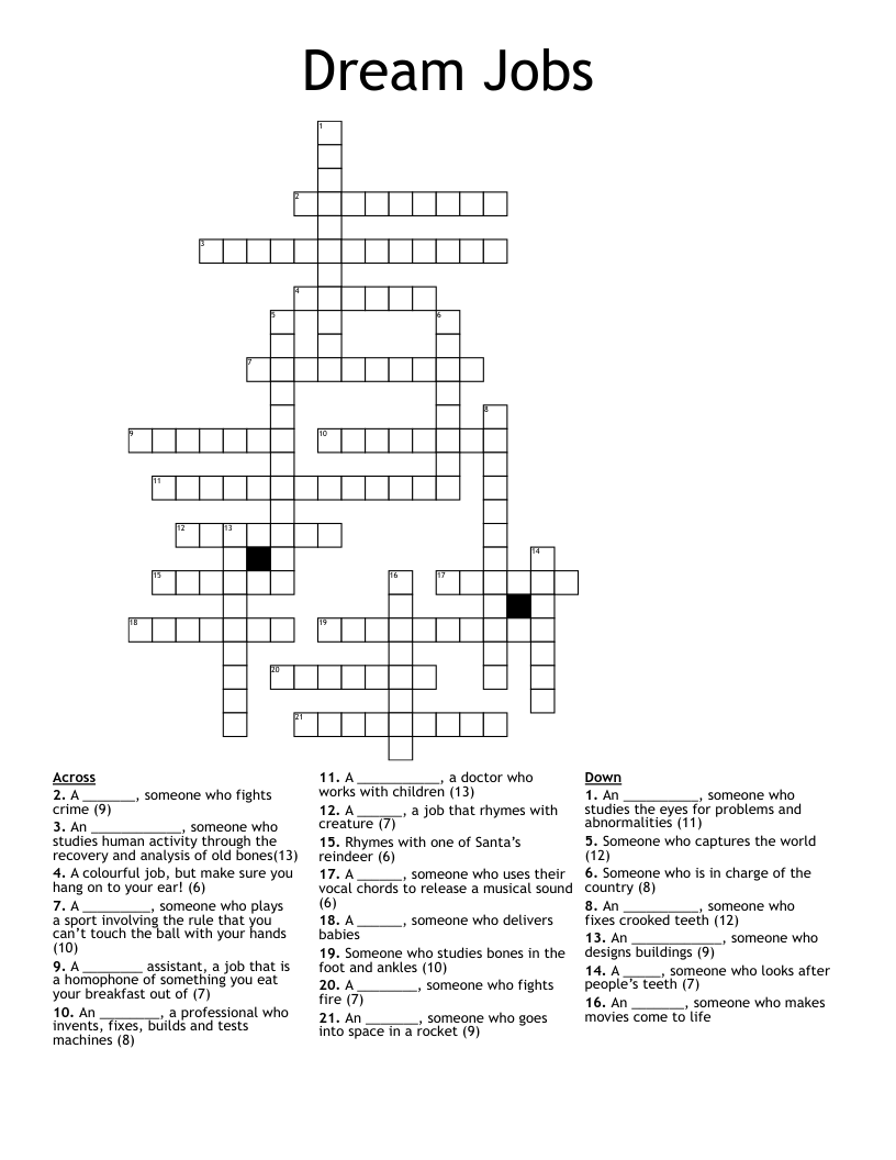 Dream Jobs Crossword