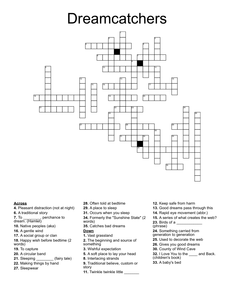 Dreamcatchers Crossword