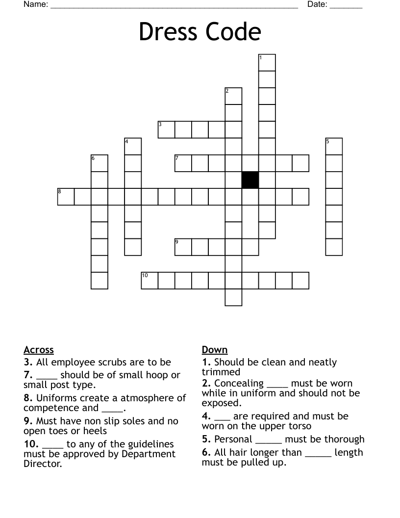 Dress Code Crossword