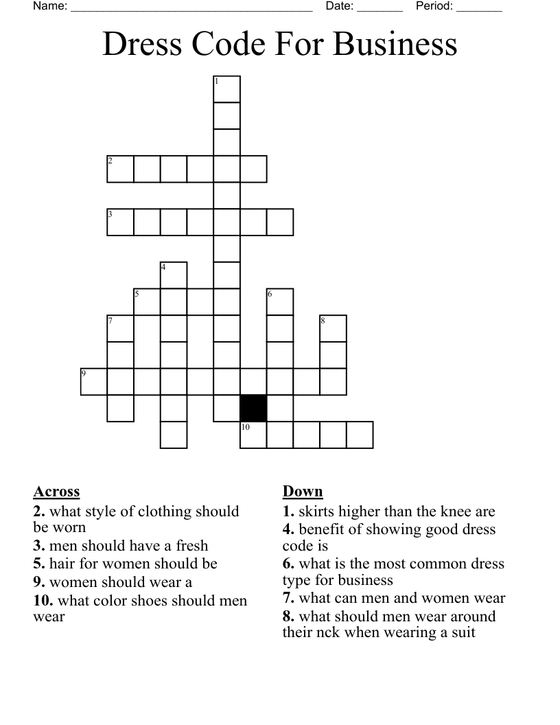 Dress Code For Business Crossword
