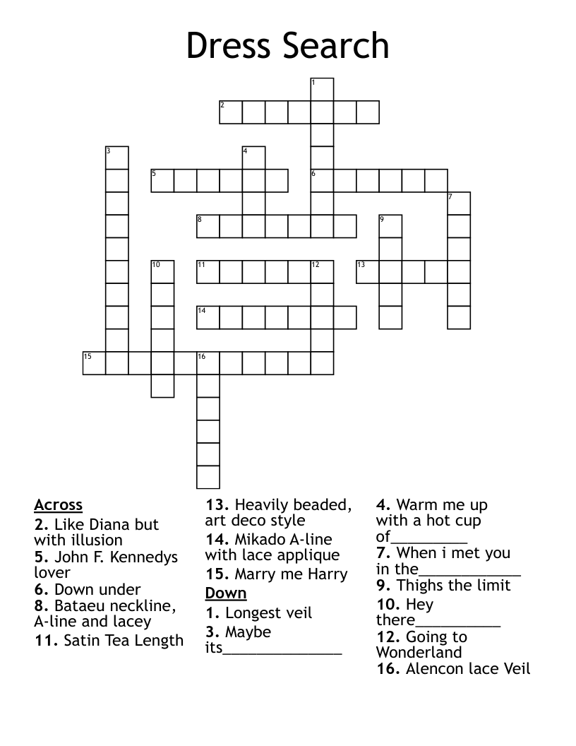 Dress Search Crossword