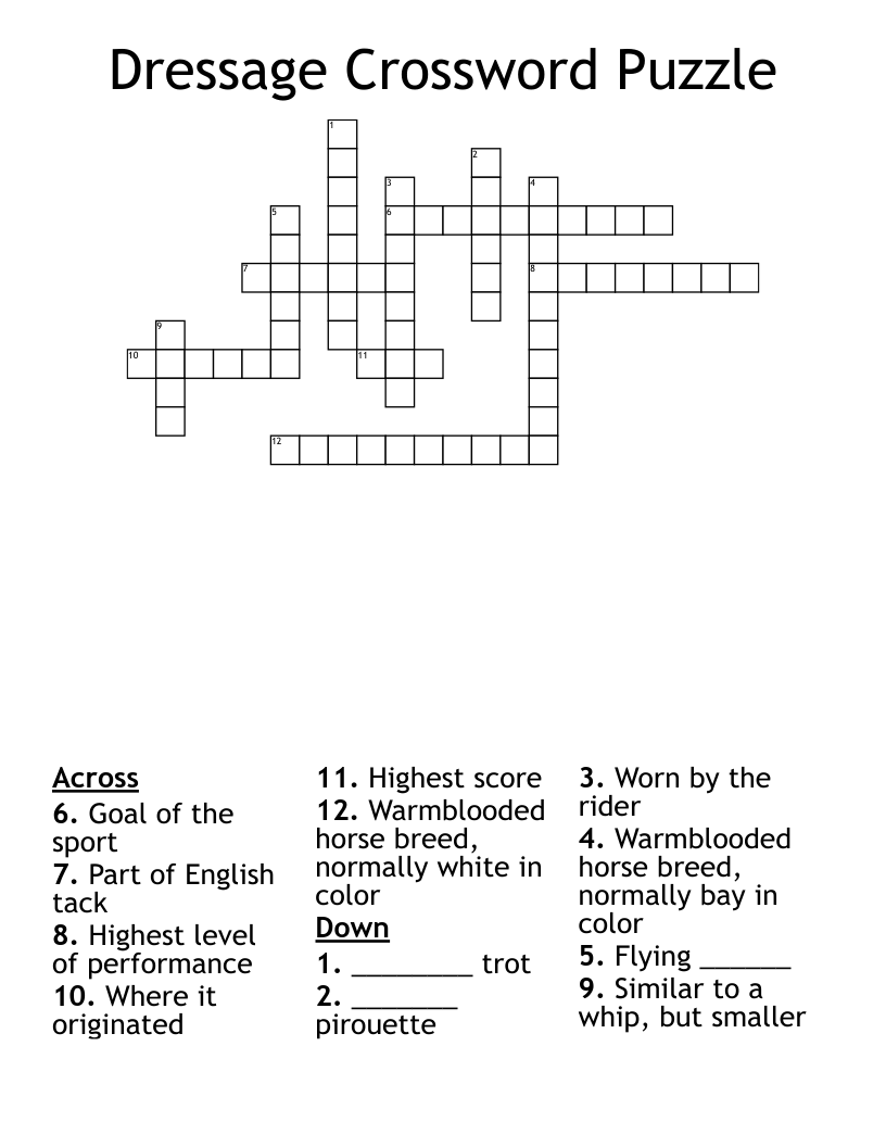Dressage Crossword Puzzle