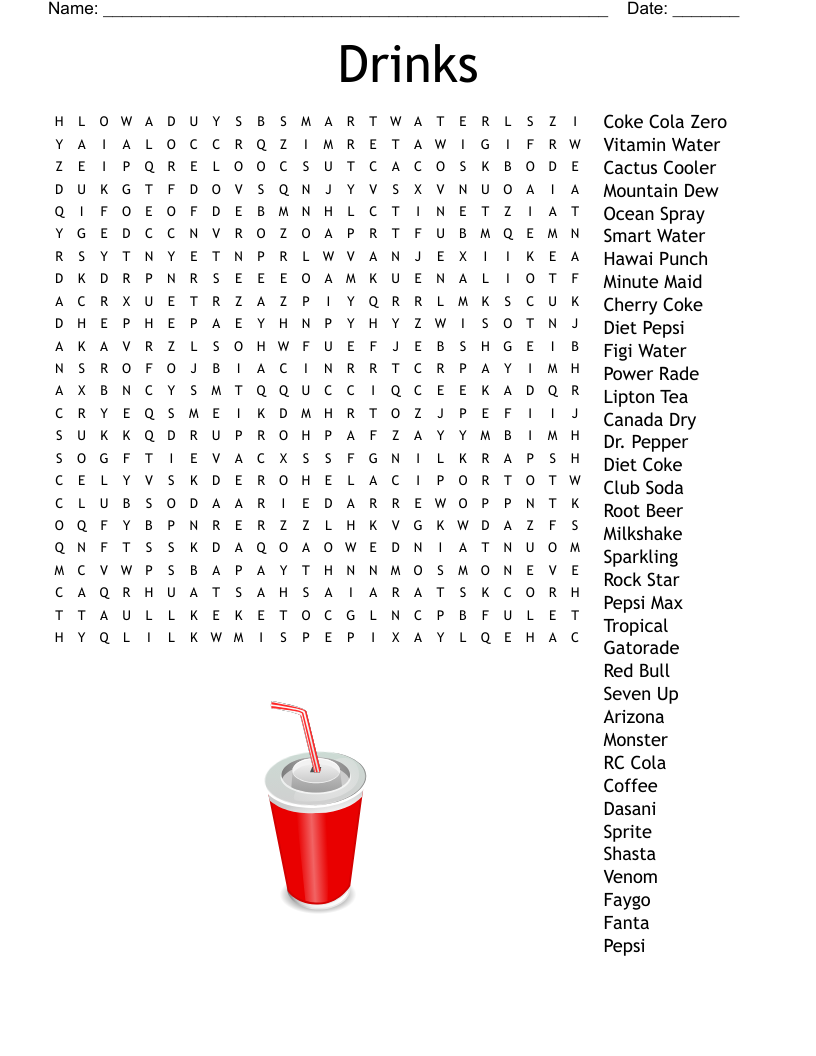 Drinks Word Search