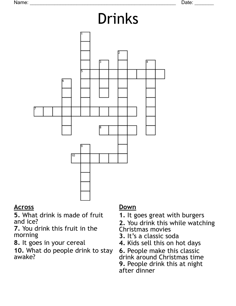 Drinks Crossword