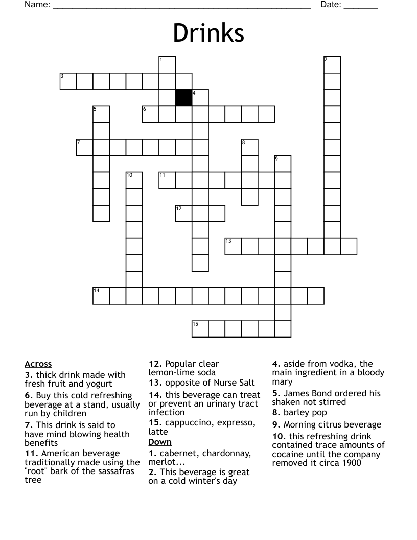 Drinks Crossword
