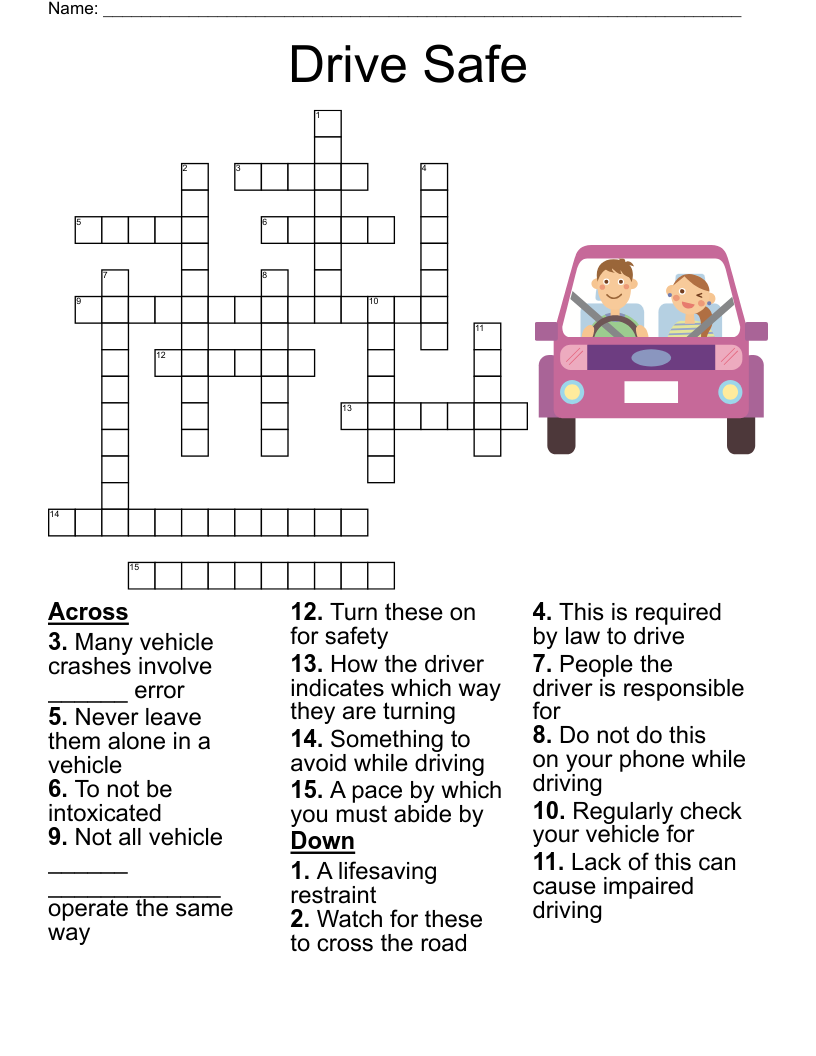 Drive Safe Crossword