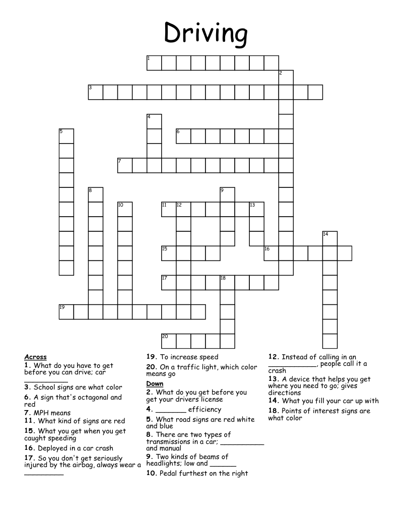 Driving Crossword