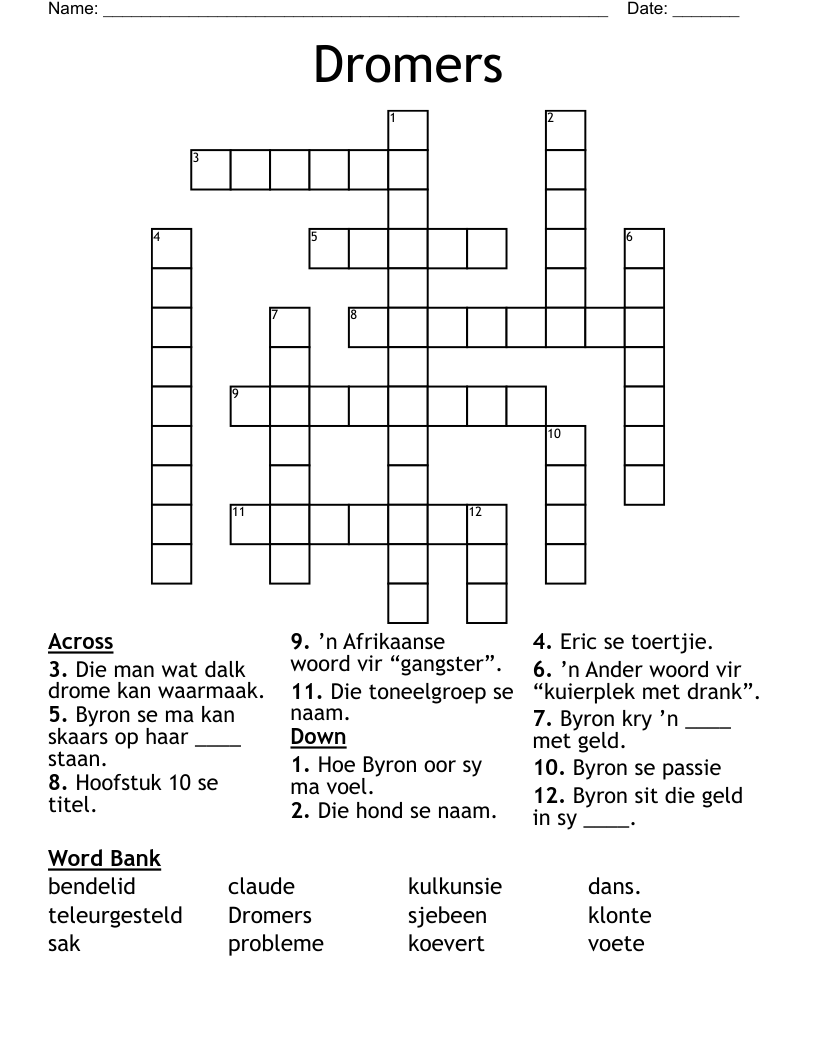 Dromers Crossword