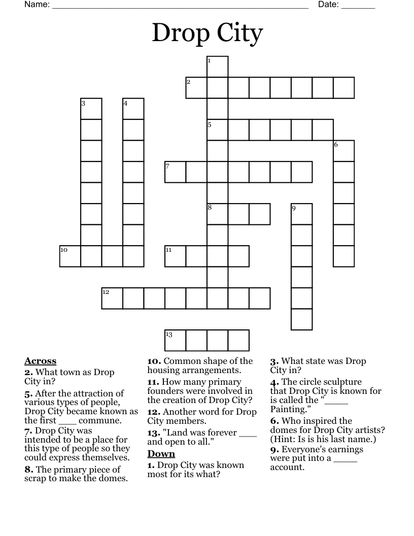 Drop City Crossword