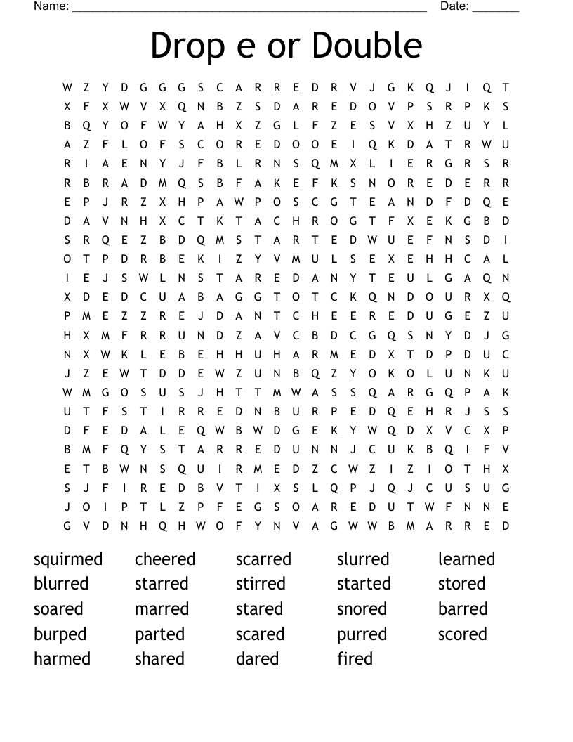 Drop e or Double Word Search