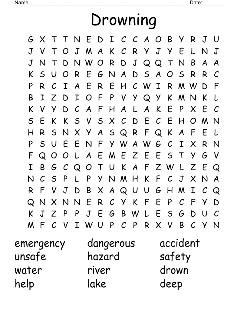 Drowning Word Search
