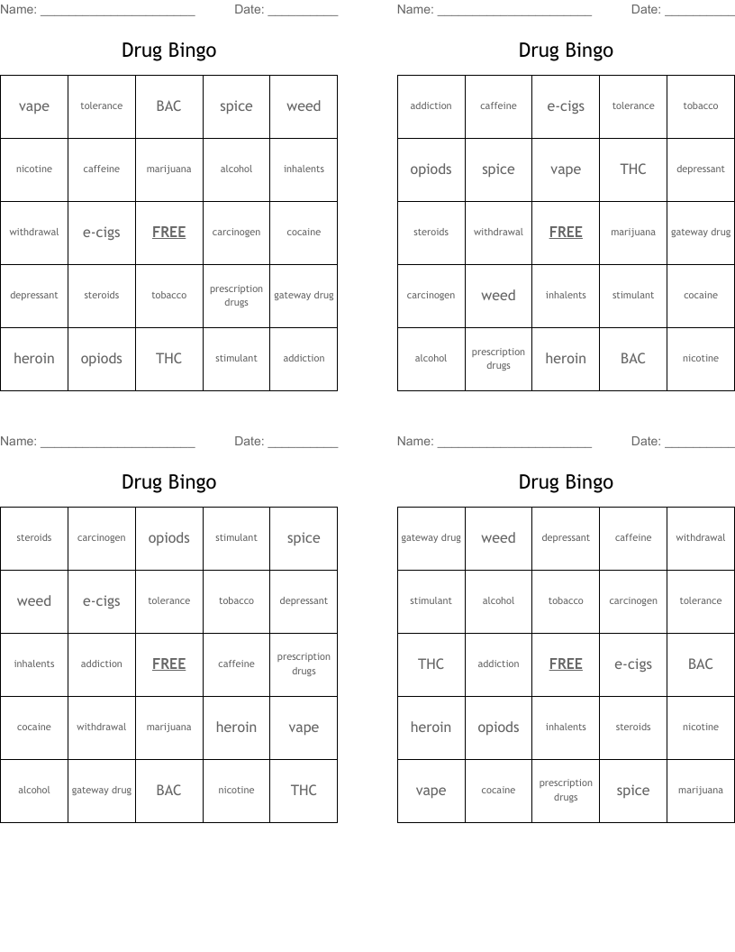Drug Bingo