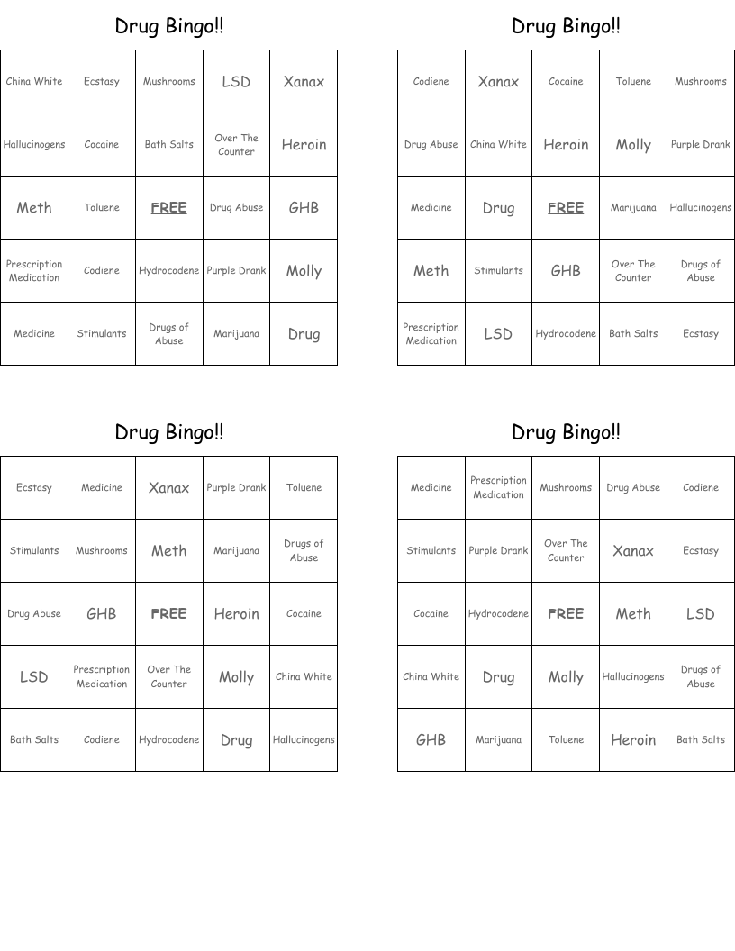 Drug Bingo!!