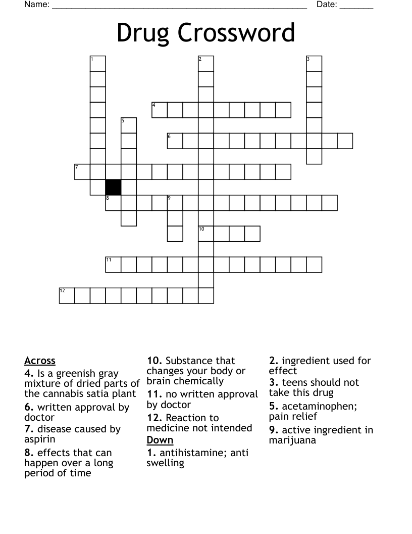 Drug Crossword