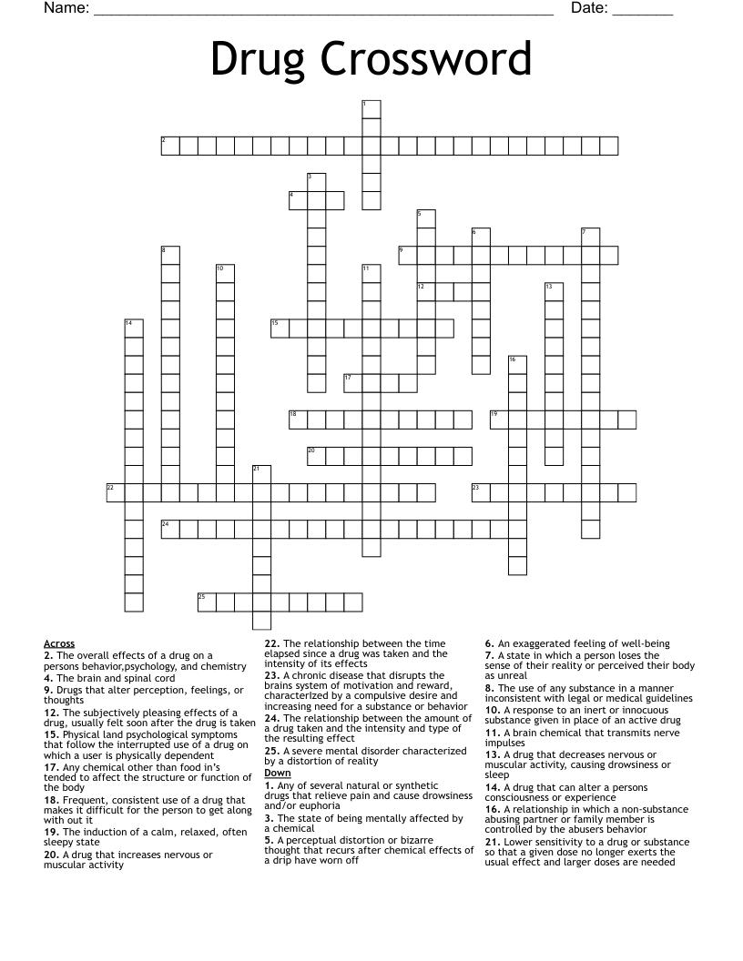 Drug Crossword