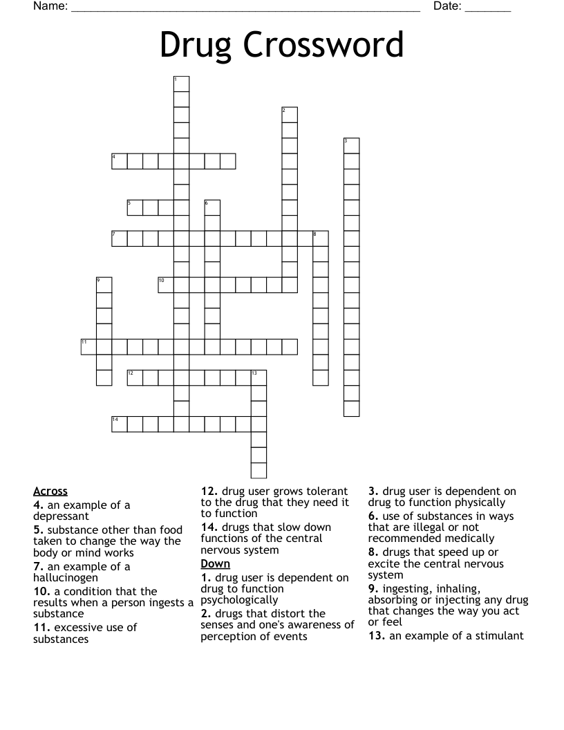 Drug Crossword