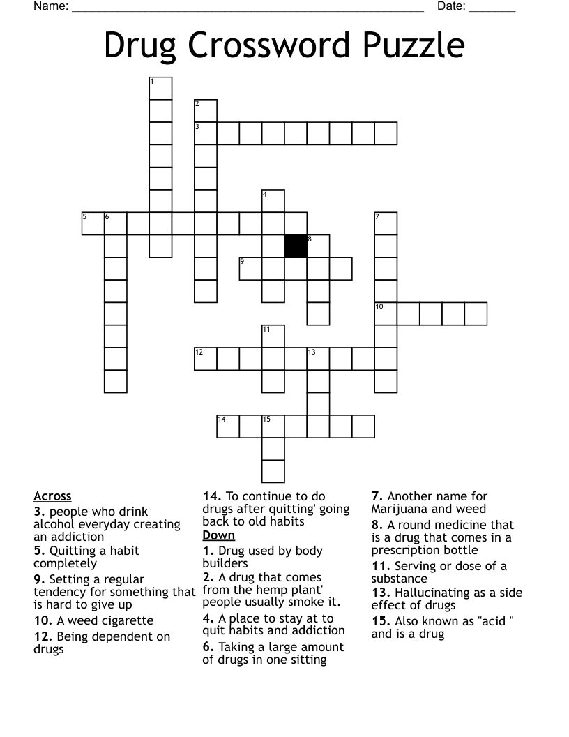 Drug Crossword Puzzle