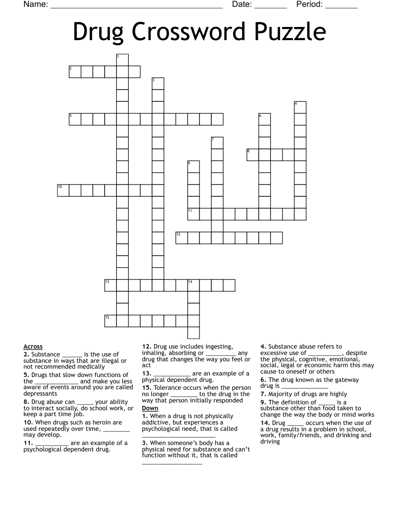 Drug Crossword Puzzle