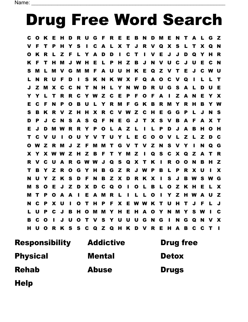 Drug Free Word Search