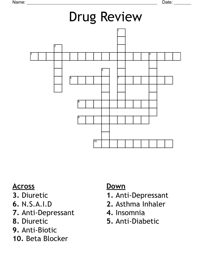 Drug Review Crossword