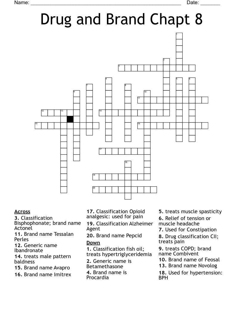 Drug and Brand Chapt 8 Crossword