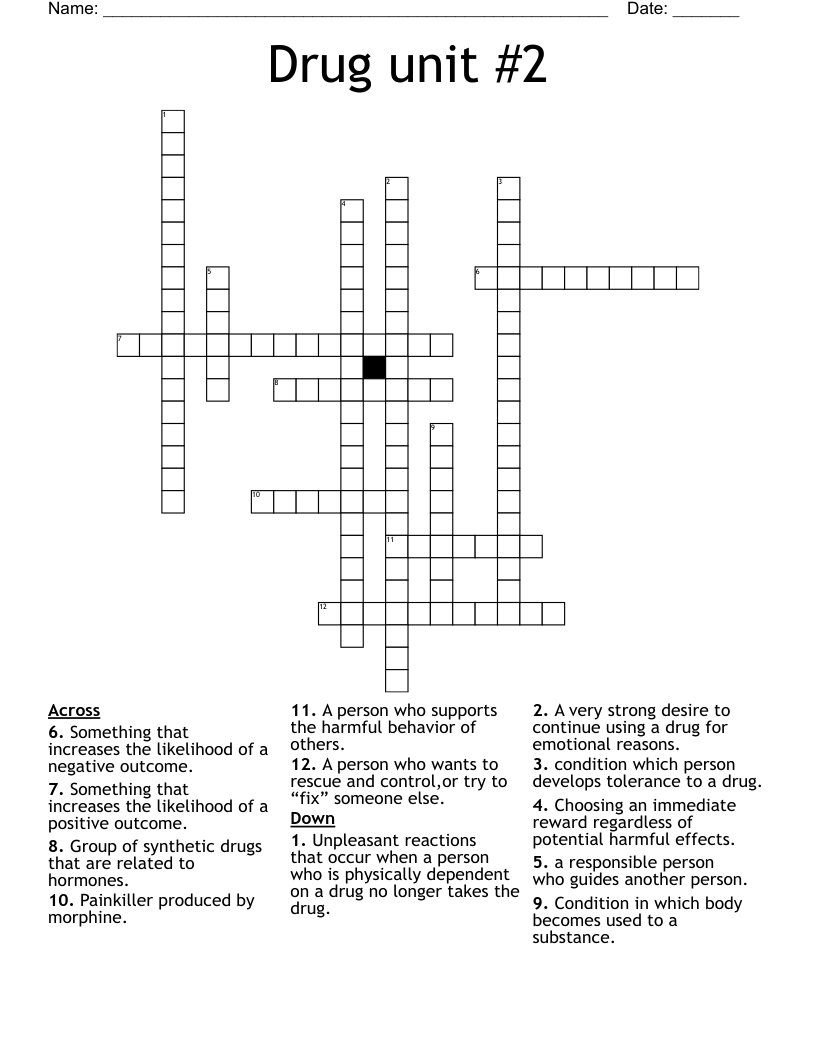 Drug unit #2 Crossword