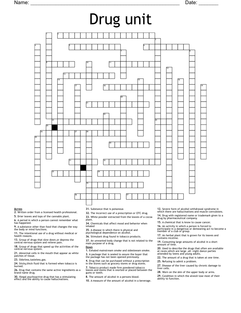 Drug unit  Crossword