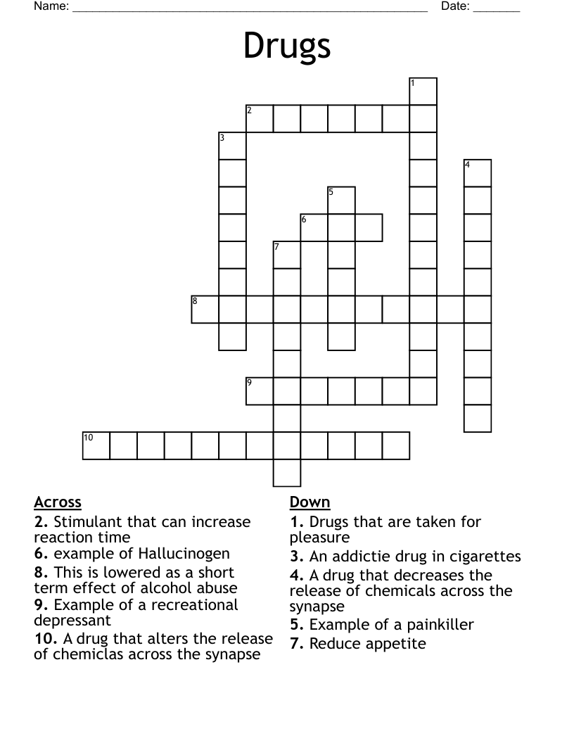 Drugs Crossword
