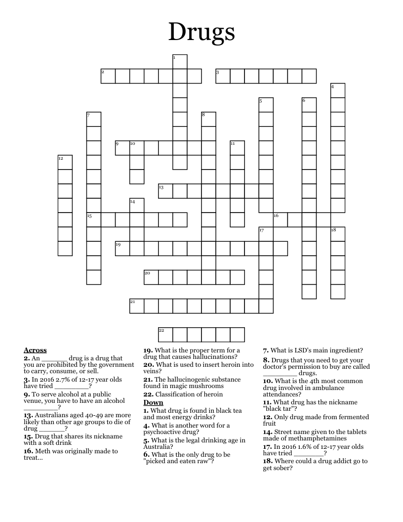 Drugs Crossword